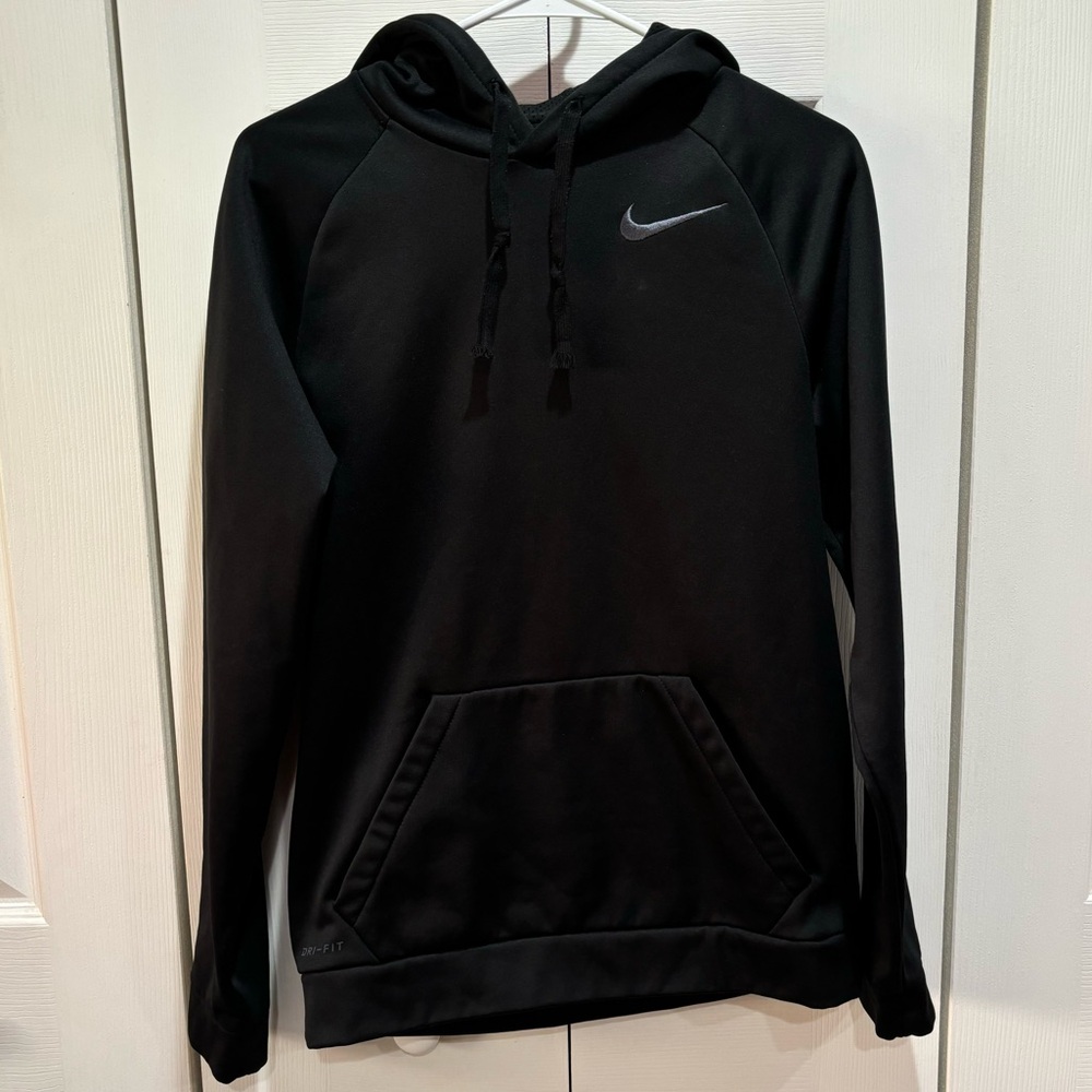 NIKE Men’s Dri-Fit Hooded Hoodie Sweatshirt - black & gray, size S